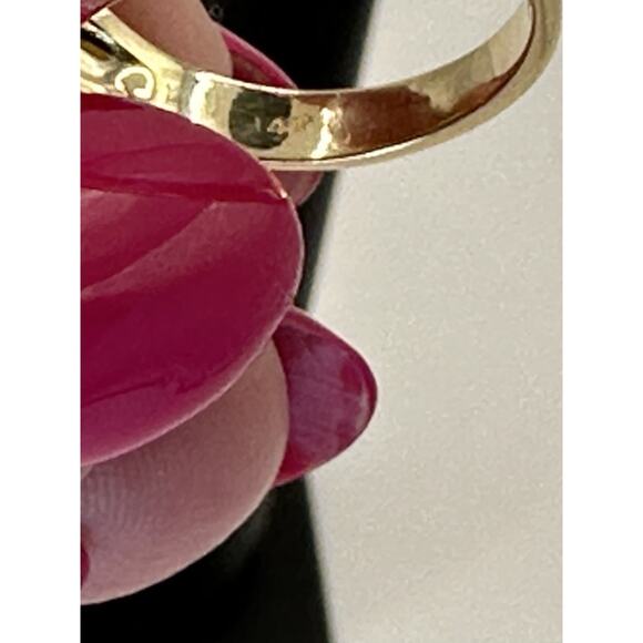 Vintage 14k Yellow Gold Australian Opal Diamond Ring Size 6 Signed T.D. - Picture 8 of 13